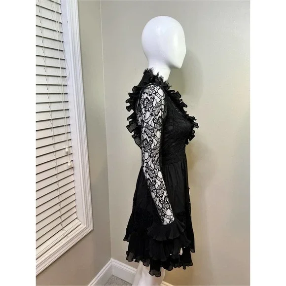 Black Lace Trimmed Dress - Picture 13 of 13
